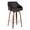 Armen Living Alec 26" Counter Height Swivel Brown Faux Leather and Walnut Wood Bar Stool LCAEBAWABR26 - alternate 1
